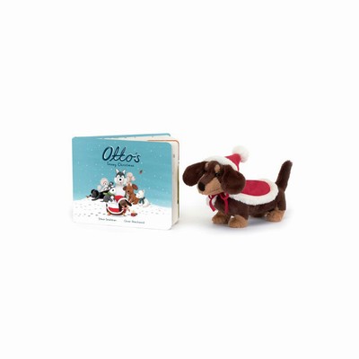 Jellycat Otto's Snowy Christmas and Winter Warmer Otto Sausage Perro | HBIY-97642